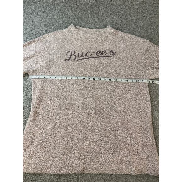 Buc-ees Sweater Womens Medium Knit Relaxed Fit Mock Neck Soft Comfy Pink Gray - Picture 5 of 7